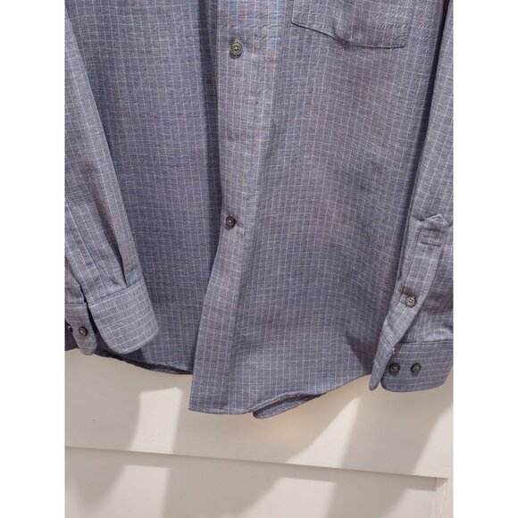 Bill Blass Mens Herringbone Striped Button-Up Shirt 16 34/35 Blue Long Sleeve Co - Picture 6 of 9